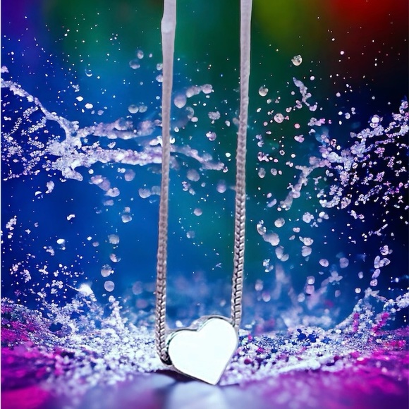 925 Sterling Silver Valentine Mini Heart Charm Necklace, 18” length snake chain - Picture 2 of 5